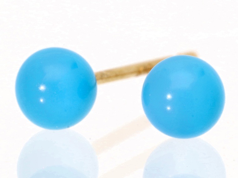 Rtav】特価 K18 天然 ターコイズ トルコ石 10mm ピアス