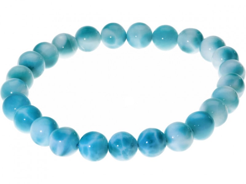 ラリマー＆水晶＆オニキス ヒーリングブレスレット 数珠 癒やし