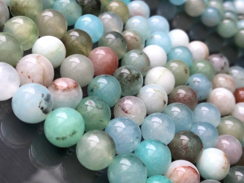 1連売り☆天然石 ミックスベリルカラーアゲート パワーストーン 粒売り