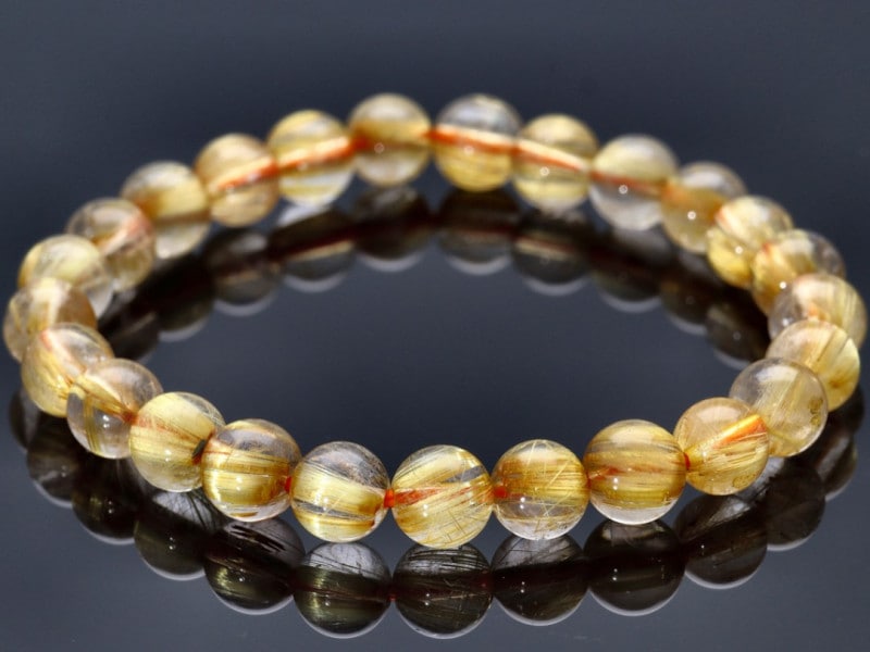 超極上 5Aタイチンルチル16mmブレスレット 透明度、金針たくさん 送料無料