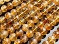 金運の定番石★美レインボー入り！★天然石ビーズ/シトリン（黄水晶/Citrine）/ラウンド/約10mm/1連【天然石/パワーストーン】【アメリカツーソン・香港展示会・世界各地出展品買い付け】|シトリ