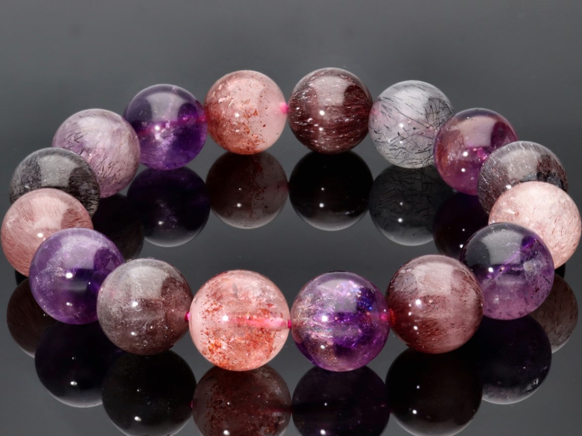 1点物】5Aグレード☆濃厚内包物☆天然石ブレスレット/スーパーセブン