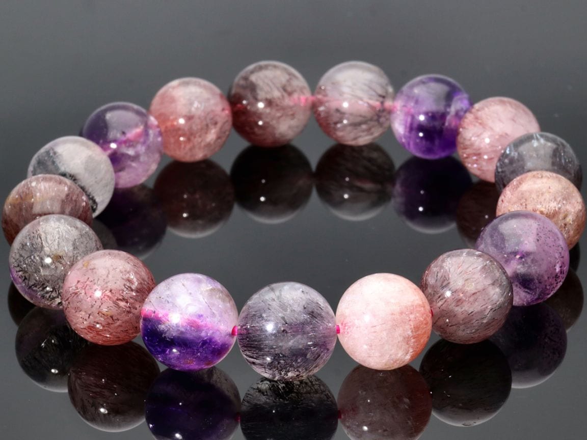 大特価◆新品！レア!ピンクスーパーセブンブレスレット 1点物】5Aグレード☆濃厚内包物☆天然石ブレスレット/スーパーセブン