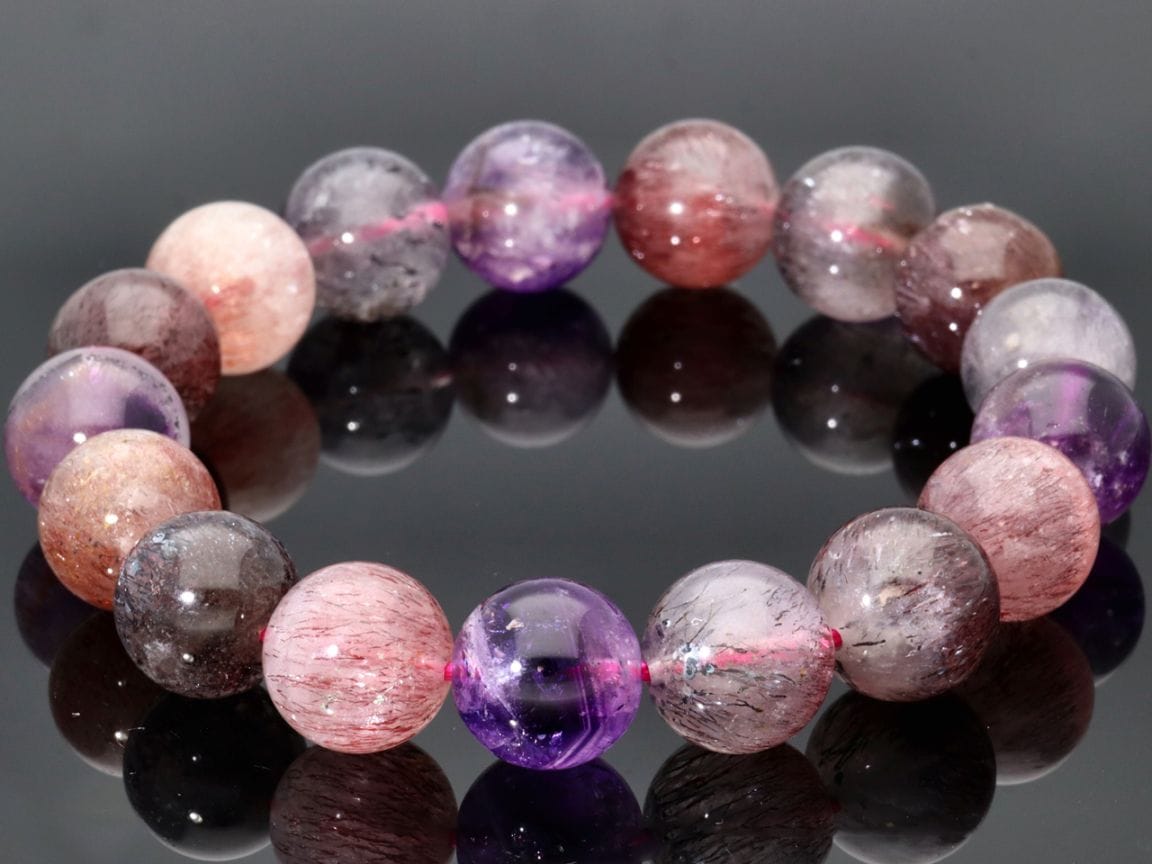 1点物】5Aグレード☆濃厚内包物☆天然石ブレスレット/スーパーセブン