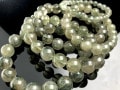 金運・厄除け★針タイプ★天然石ブレスレット/アクチノライトインクォーツ（グリーンルチルクォーツ/Rutilated Quartz/緑針水晶/緑閃石/Actinolite）/ラウンド/約9mm/1本【天