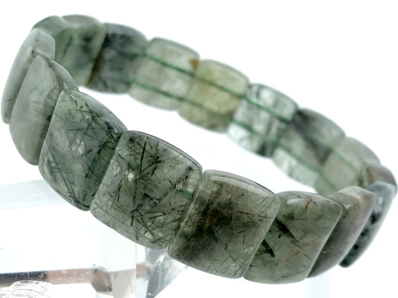 金運・厄除け☆天然石ブレスレット/アクチノライトインクォーツ  