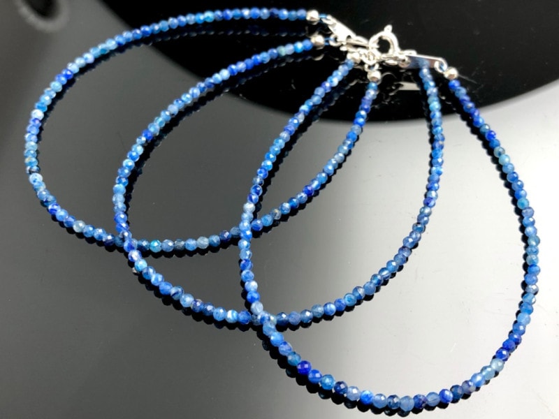 高品質カイヤナイト (9mm) ブレスレット 藍晶石 M2 内周約17cm 2A+ 美麗