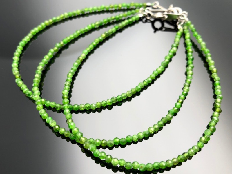 ロシア産☆SV925製/天然石ブレスレット/クロムダイオプサイト 