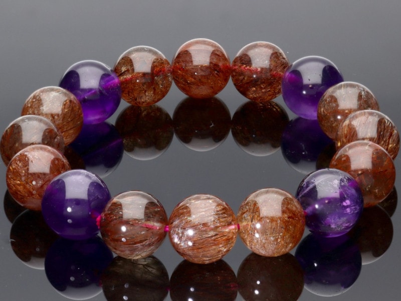 1点物】5Aグレード☆濃厚内包物☆天然石ブレスレット/ダークスーパー