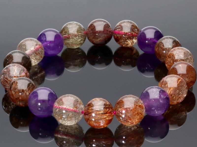 1点物】5Aグレード☆濃厚内包物☆天然石ブレスレット/ダークスーパー  