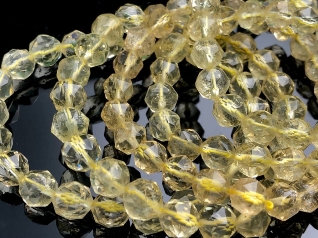 Thidastone天然石デザインブレスレットオーラライトルチルレムリアンレモン 透明度◎ブラジル産☆天然石ブレスレット/レモンクォーツ(Lemon Quartz