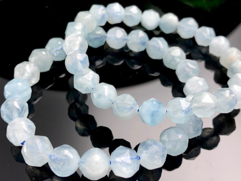 アクアマリン 64面カット 8mm 天然石 ブレスレット アクアマリン 64面カット 8mm 天然石 ブレスレット