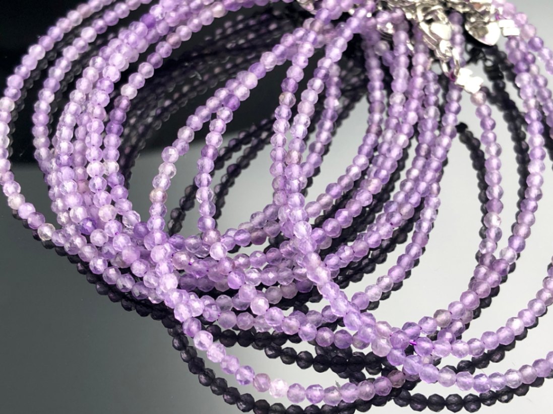 天然石ブレスレット/アメジスト（Amethyst/紫水晶）/ハートチャーム