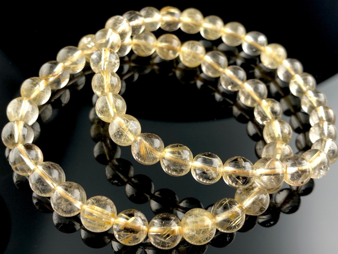 ゴールドルチル皇帝龍彫り&イエローマニカランヒマラヤ水晶ブレス ゴールドタイチンルチル皇帝龍彫り&イエローマニカランヒマラヤ