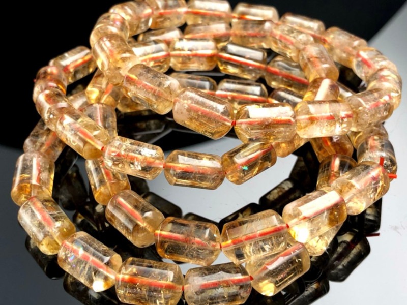 天然石ブレスレット/シトリン（黄水晶/Citrine）/チューブ/約12×8mm/1 