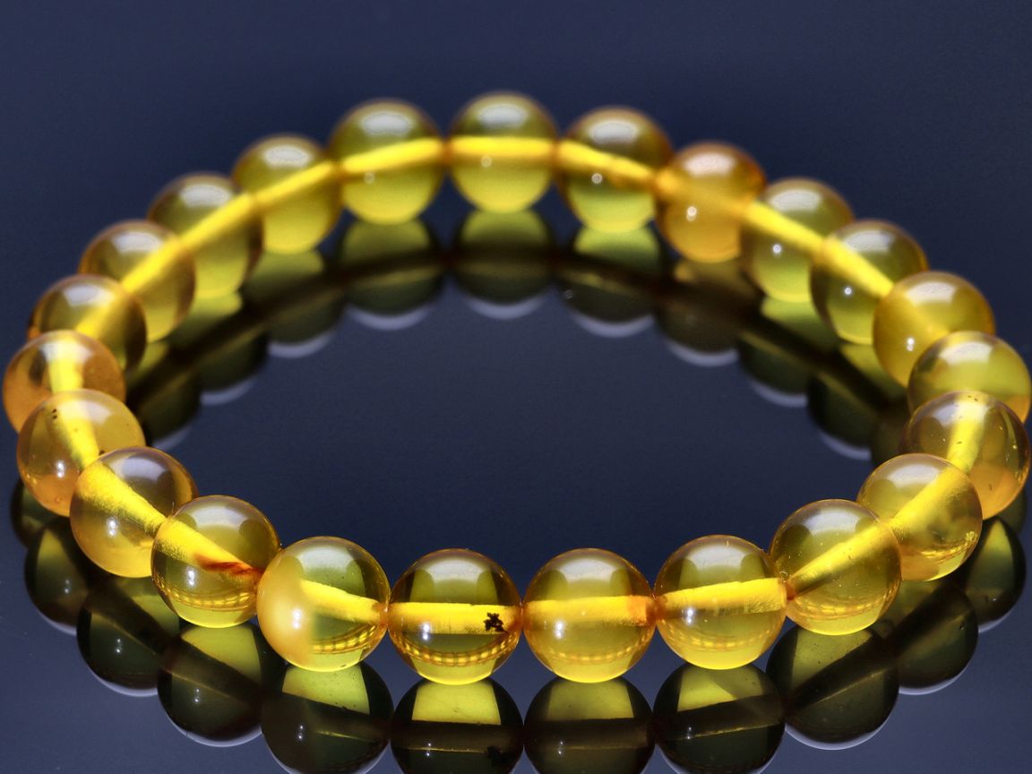 圧縮加工無し☆バルト海産☆蜂蜜色☆天然琥珀☆ブレスレット/天然