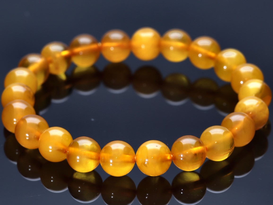 圧縮加工無し☆バルト海産☆蜂蜜色☆天然琥珀☆ブレスレット/天然  