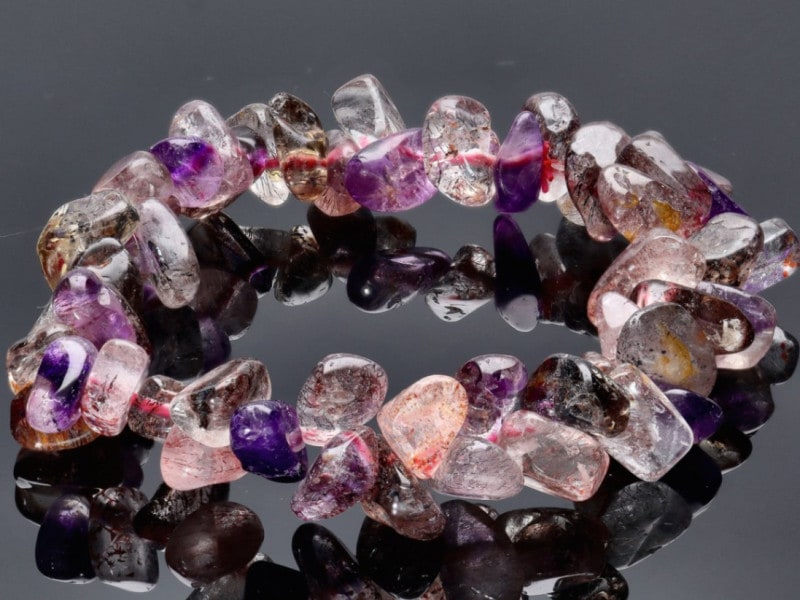 ピンクムーンストーン さざれ 6 - 11mm ブレスレット [X2060] 激安！定番人気☆淡いピンクカラー☆天然石ブレスレット⁄ローズ