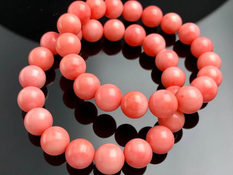 パワーストーン ブレスレット ピンクコーラル・エンジェライト 安産・子宝 誕生石 3月 癒し 家庭円満 人間関係 天然石ブレスレット⁄ピンクコーラル（珊瑚⁄coral）⁄ラウンド⁄10mm⁄1本