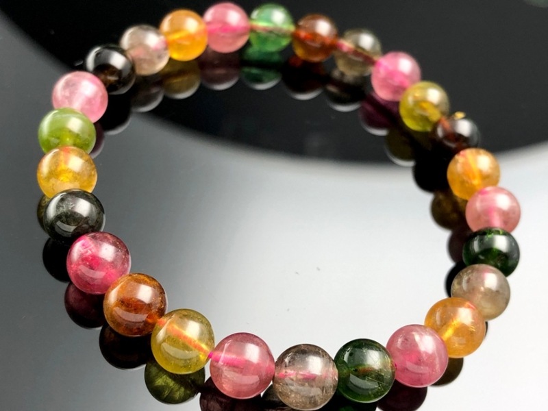 天然石 高品質 キャンディーカラーマルチトルマリン ブレスレット/原石