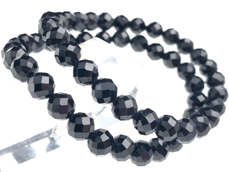 大粒 迫力 天然石 ブラックスピネル ブレスレット ブラックダイヤ の輝き