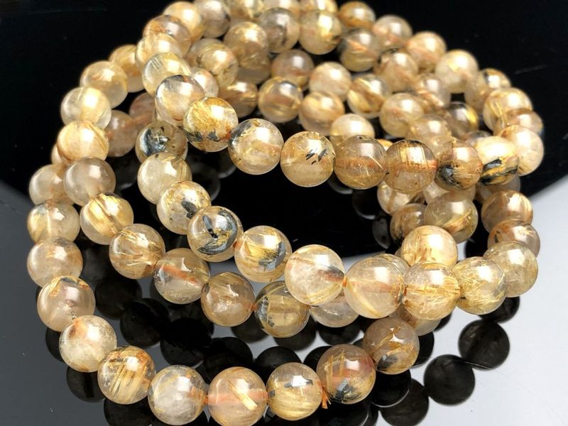 ブラジル産☆天然石ブレスレット/ヘマタイトインゴールドルチル