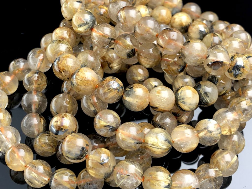 ブラジル産☆天然石ブレスレット/ヘマタイトインゴールドルチル