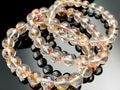 ブラジル産★天然石ブレスレット/イエローライモナイトインクォーツ(オーロラクォーツ/Aurora Quartz/Limonite in Quartz/褐鉄鉱/金魚水晶)/ラウンド/約9mm/1本【天然