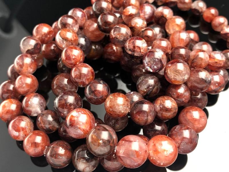天然石 ブラジル産 アイリス入りオーロラレッドルチルクォーツ 12mm