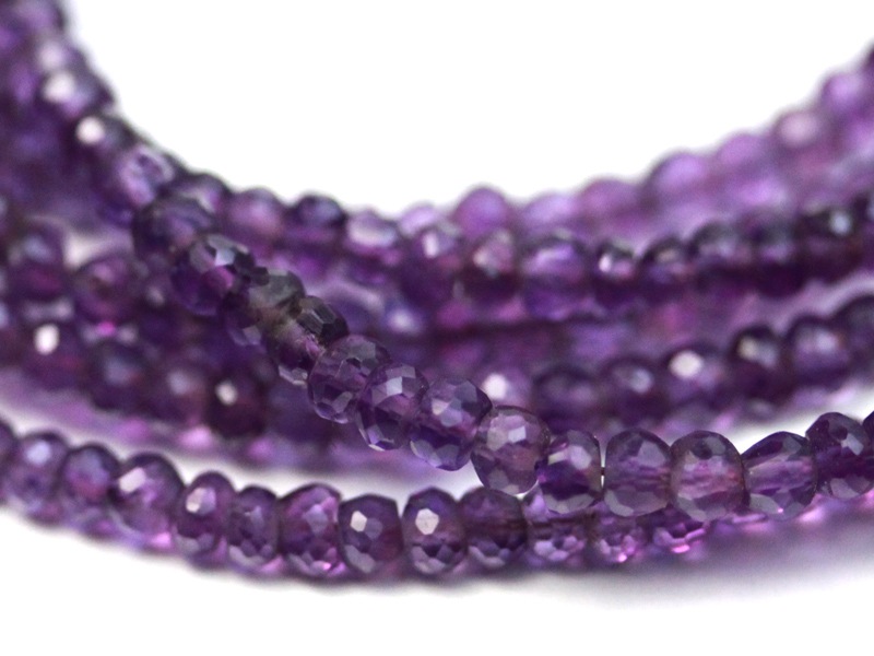 天然石ネックレス/アメジスト/ボタンカット/約42cm/シルバー925/約2mm  