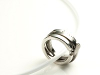 メンズネックレス/クロスリング十字架指輪/ホワイトレザー/1個|メンズネックレス|アクセサリー