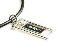 メンズネックレス/ファイヤーパターンプレート/ブラックレザー/1個|メンズネックレス|アクセサリー
