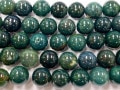 森林のようなグリーン★2A/天然石ビーズ/モスアゲート/ラウンド/12mm/1連【天然石/パワーストーン】【アメリカツーソン・香港展示会・世界各地出展品買い付け】|モスアゲート|アゲート（メノウ）各種