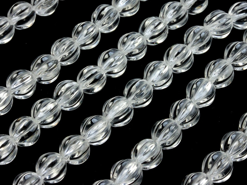 AAAA/天然石ビーズ/水晶（クリスタル）/メロンカット/8mm/1連｜天然石 
