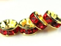 【激安】パーツ・副資材/ロンデル/ゴールド＆レッド/8mm/平型/10個|パーツ・副素材