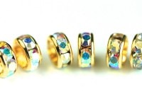 【激安】パーツ・副資材/ロンデル/ゴールド＆ホログラム/6mm/平型/10個|パーツ・副素材