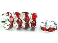 【激安】パーツ・副資材/ロンデル/シルバー＆レッド/8mm/波型/10個|パーツ・副素材