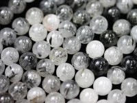 マイナスイオンと癒しの石★3A/天然石ビーズ/トルマリンインクォーツ(Tourmalinem,quartz,電気石)/ラウンド/10mm/1連【天然石/パワーストーン】【アメリカツーソン・香港展示会・