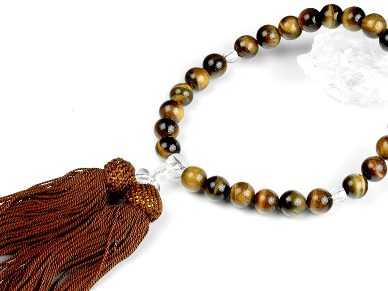 片手念珠】タイガーアイ10Φ㎜ 本水晶・タイガーアイ【選択式】主玉