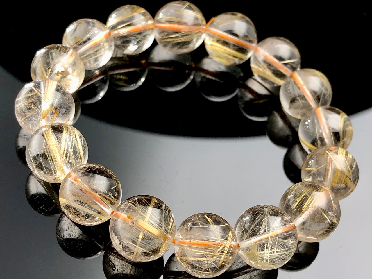 【価格高騰中/最強品質】超希少ゴールドタイチンルチルクォーツ　天然石ブレスレット 価格高騰⁄最強品質超希少 ゴールドタイチンルチルクォーツ 約15mm