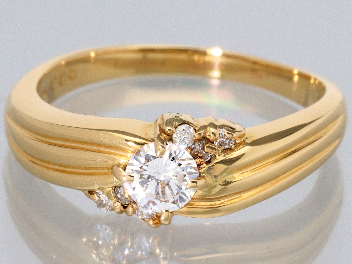 1点物】鑑別書付き☆世界四大宝石☆K18☆0.25ct☆ラウンドブリリアント 