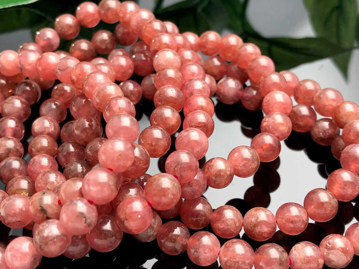人気カラー☆天然石ブレスレット/インカローズ（ロードクロサイト/菱