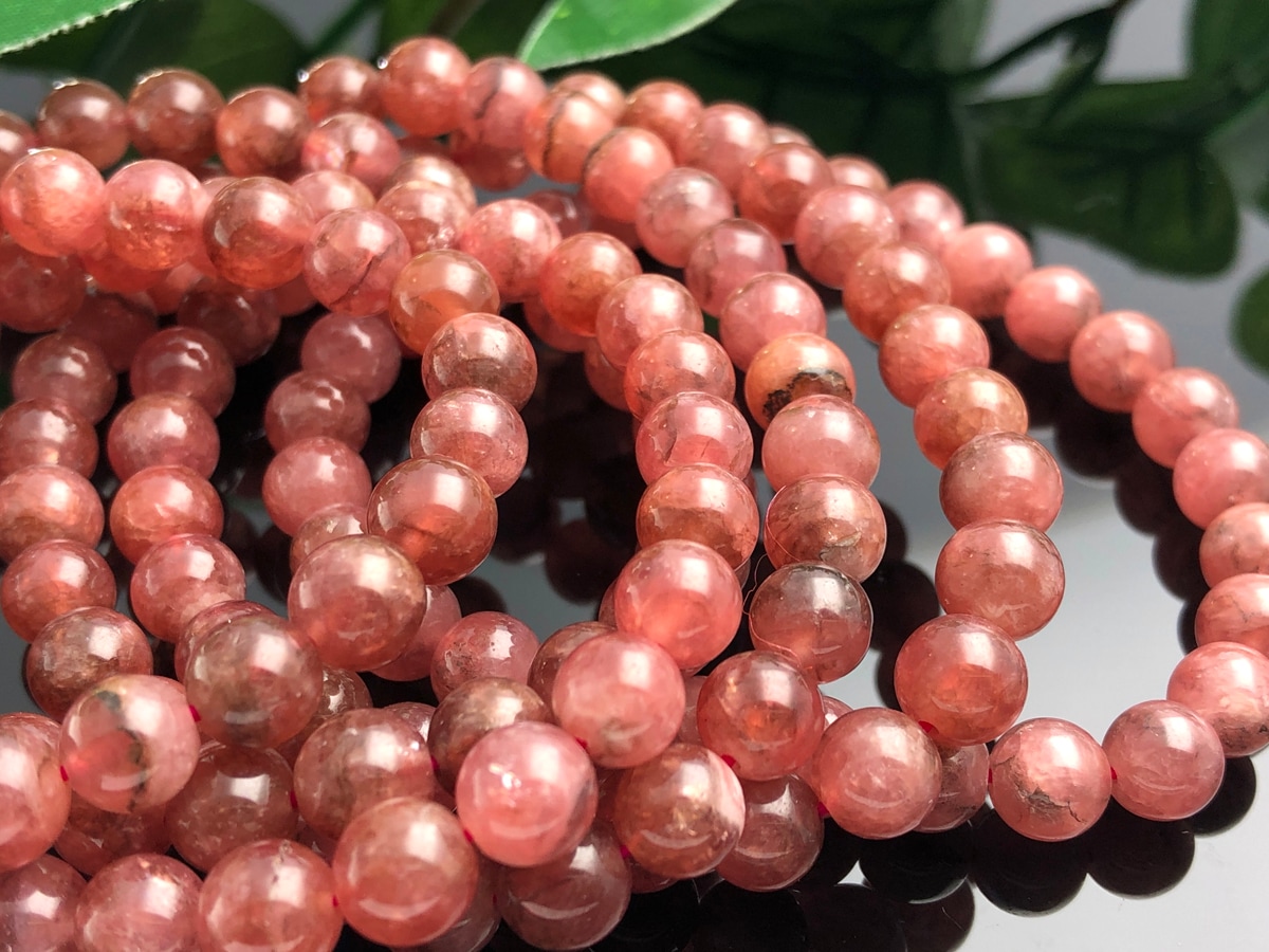 人気カラー☆天然石ブレスレット/インカローズ（ロードクロサイト/菱