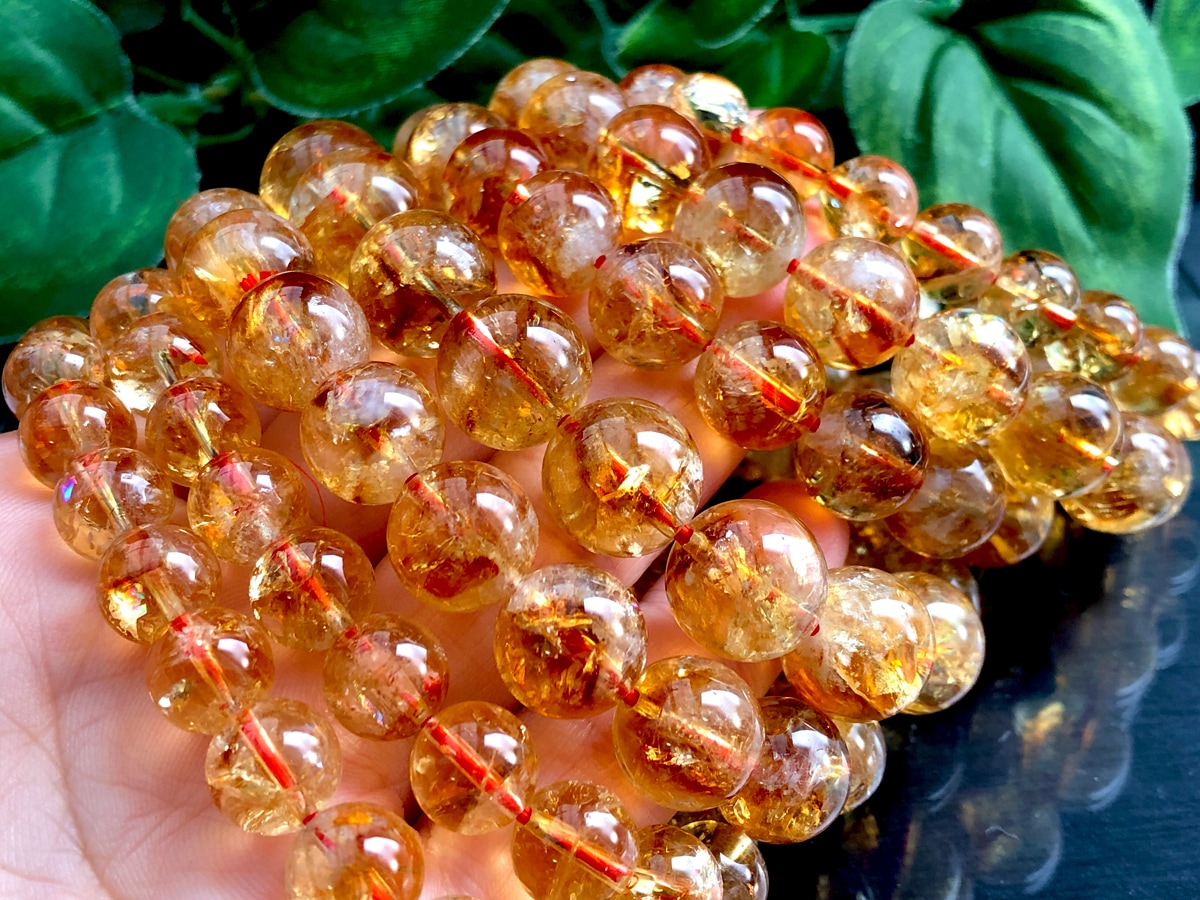 美レインボー入り！☆天然石ブレスレット/シトリン（黄水晶/Citrine