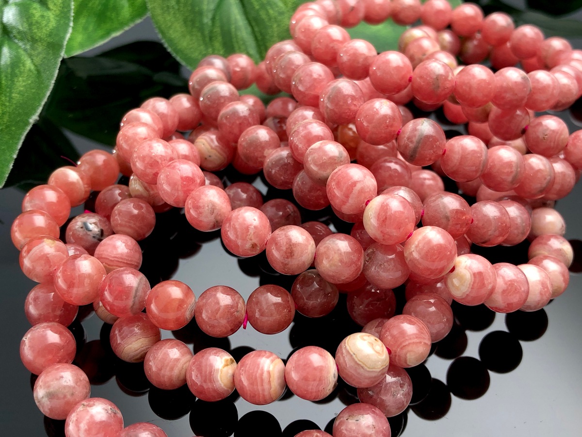 天然琥珀・天然石（ラリマー、インカローズ、クリソプレーズ等）ブレスレット 天然琥珀・天然石（ラリマー、インカローズ、クリソプレーズ等