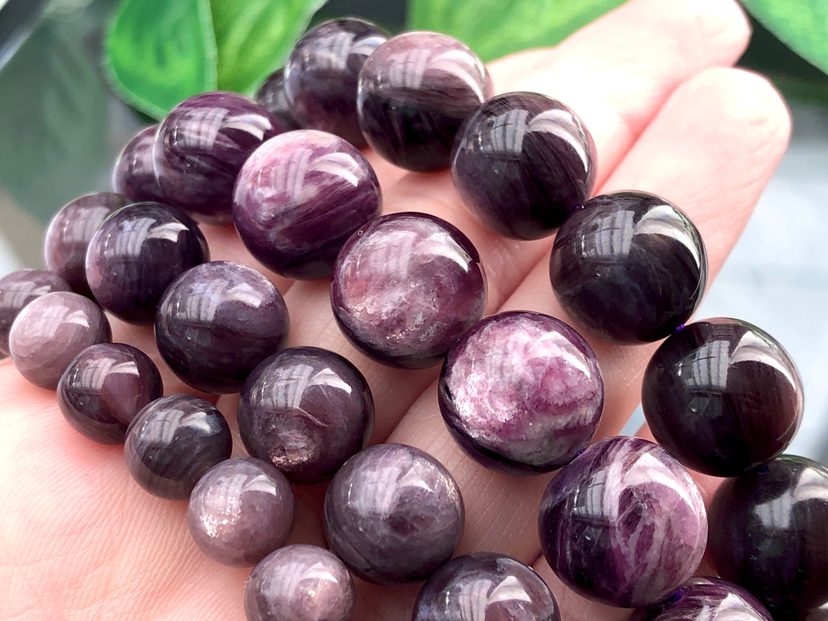 ��ȯ���������ޥ�����ŷ���Х֥쥹��å�/�ѡ��ץ�ޥ����ʥ�ԥɥ饤��/mica/(Lepidolite/���������)/�饦���/��9mm/1�ܡ�ŷ����/�ѥ���ȡ���ۡڥ���ꥫ�ġ����󡦹��Ÿ�����������Ͻ�Ÿ���㤤�դ���