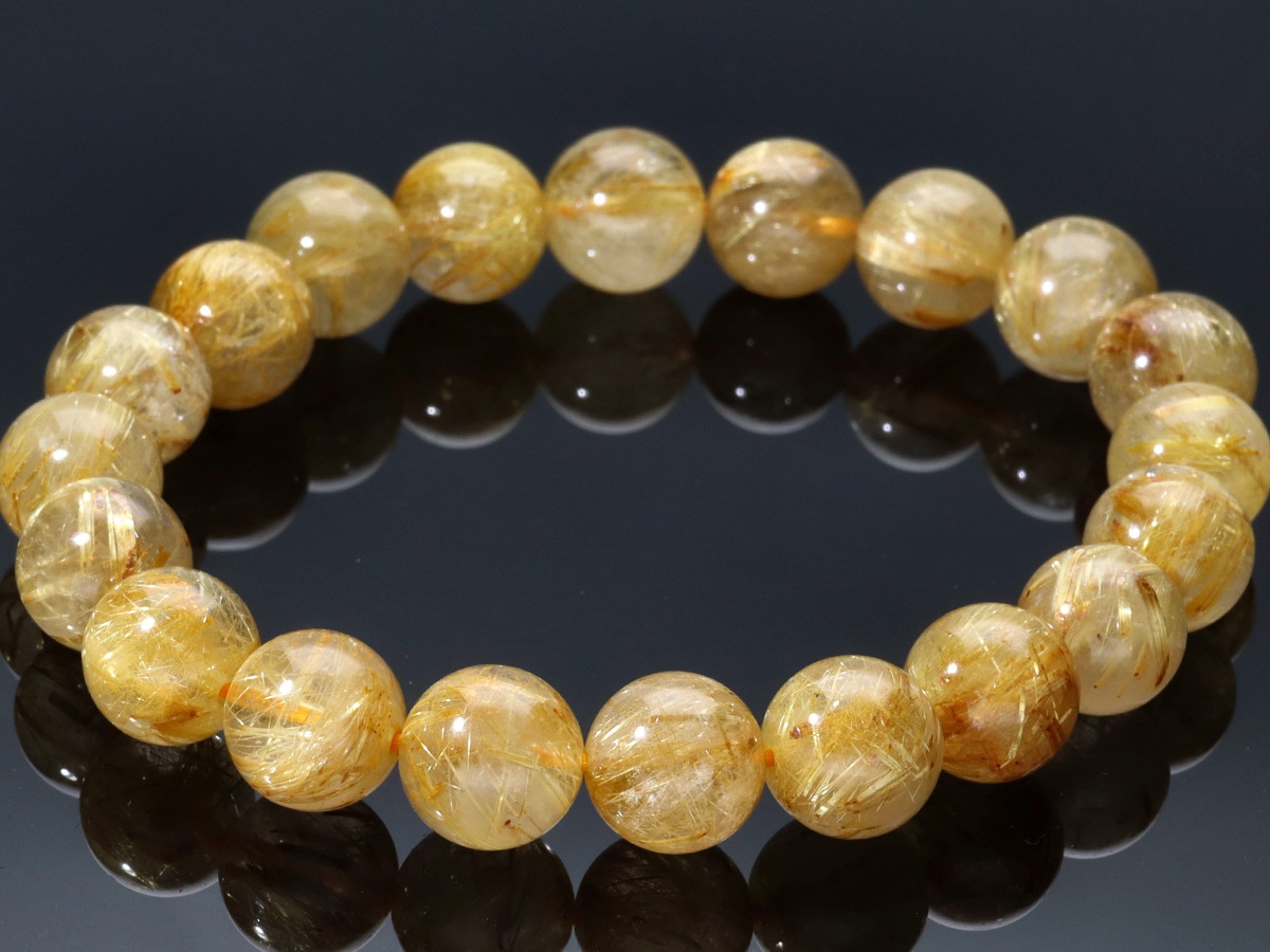 【価格高騰中/最強品質】超希少ゴールドタイチンルチルクォーツ　天然石ブレスレット 価格高騰⁄最強品質超希少 ゴールドタイチンルチルクォーツ 約15mm