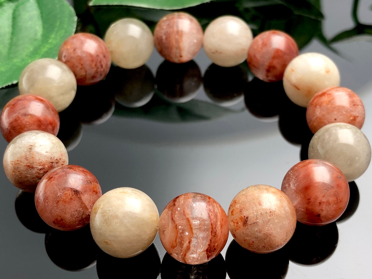 希少,美品】ホワイトレッドガーデンクォーツ16㎜ブレスレット大玉天然