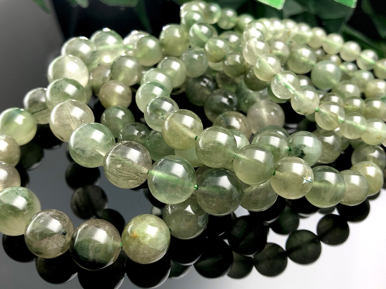 金運・厄除け☆天然石ブレスレット/アクチノライトインクォーツ