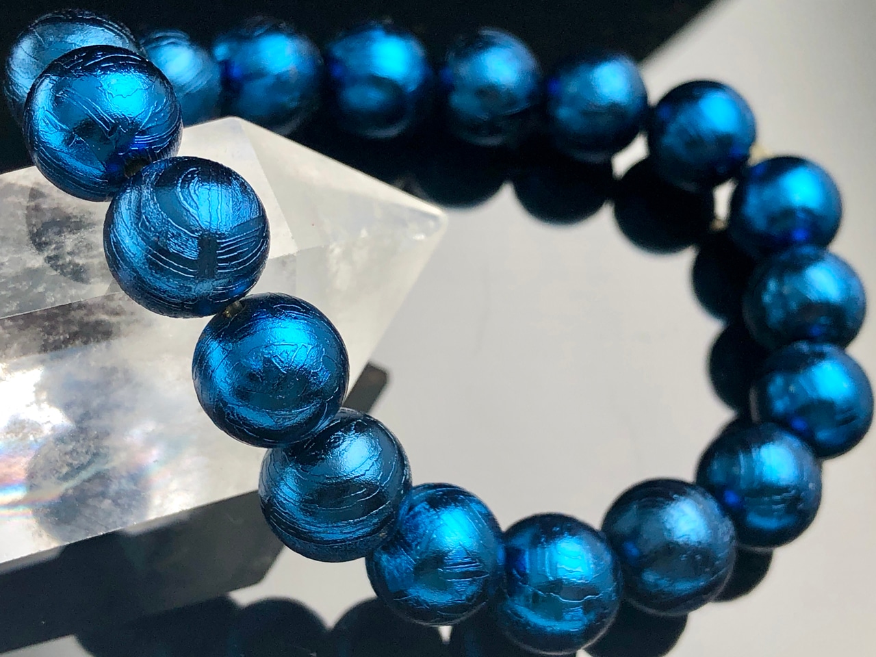 ブルーコーン 天然石ブレスレット 18cm ゴールデンルチルクォーツ・シトリン バイカラー 金運 仕事運 天然石 ブレスレット ギベオン隕石 ゴールデンルチルクォーツ シトリン